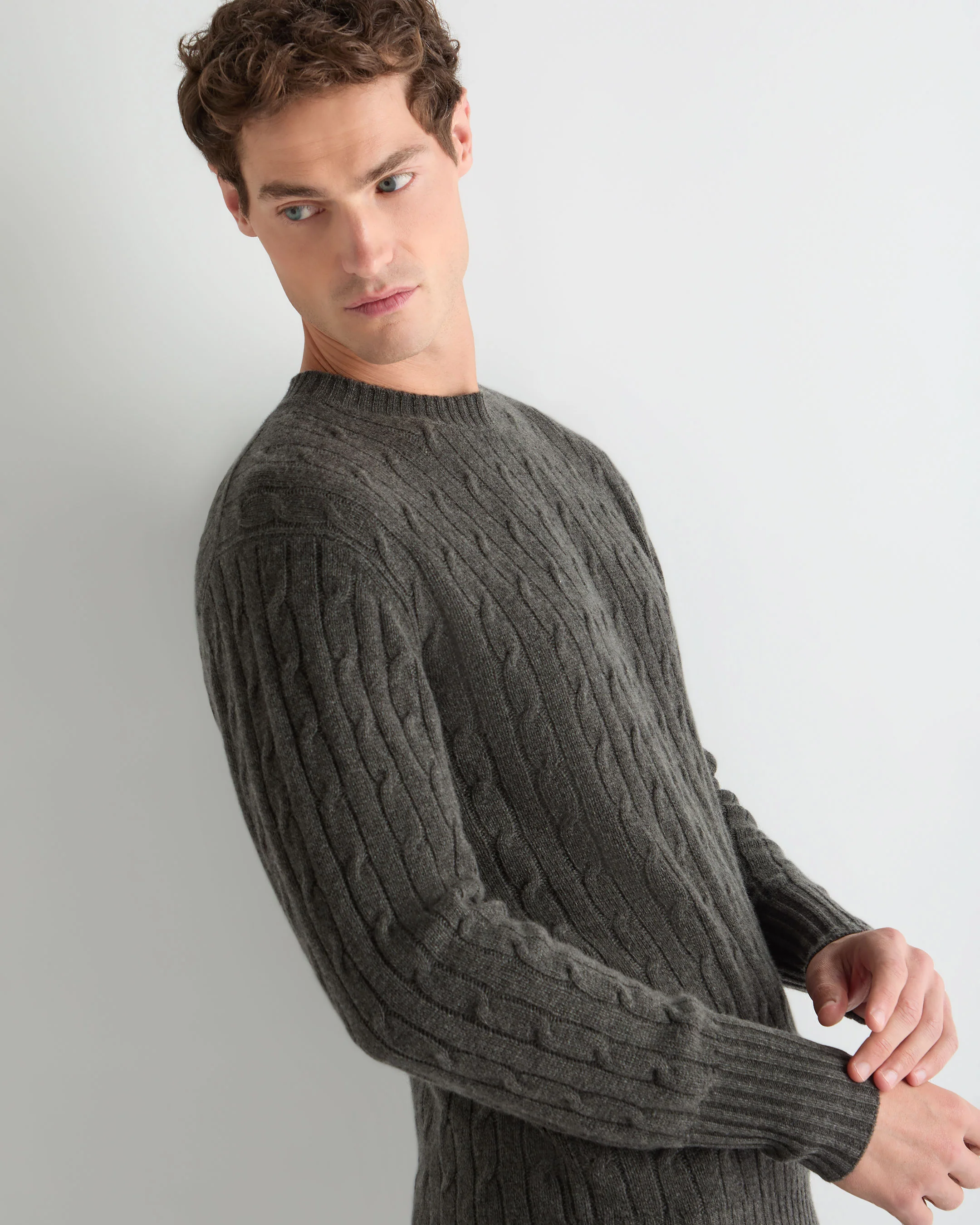 Cable Round Neck Baby Alpaca Sweater
