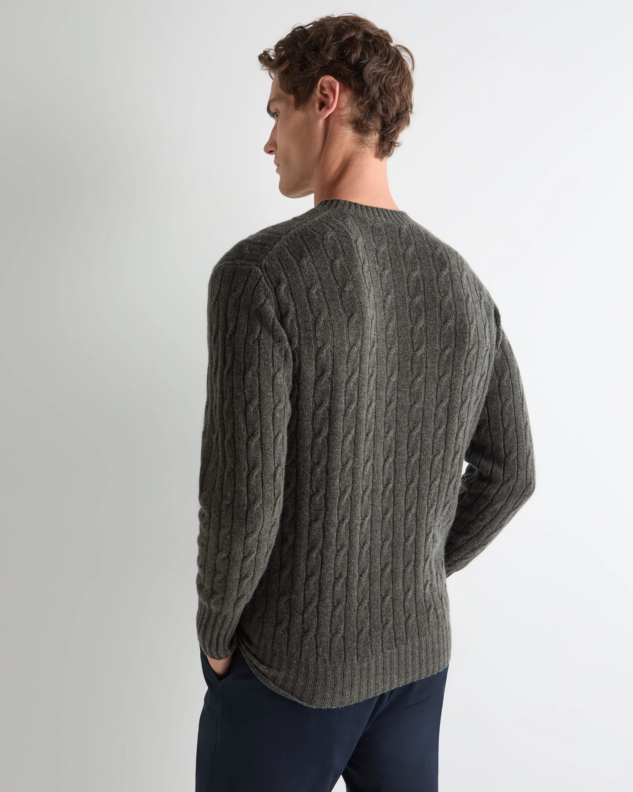 Cable Round Neck Baby Alpaca Sweater