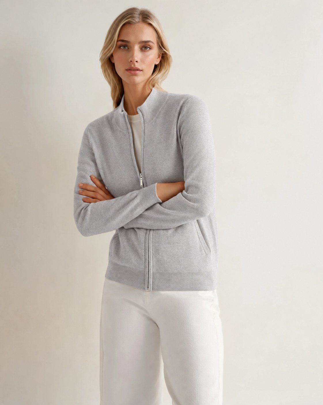 Women's Baby Alpaca Zip Cardigan
