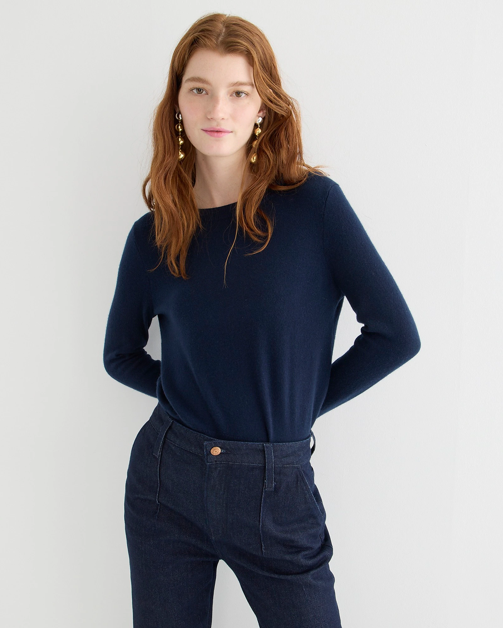 Soft Baby Alpaca Crewneck Sweater — view 2