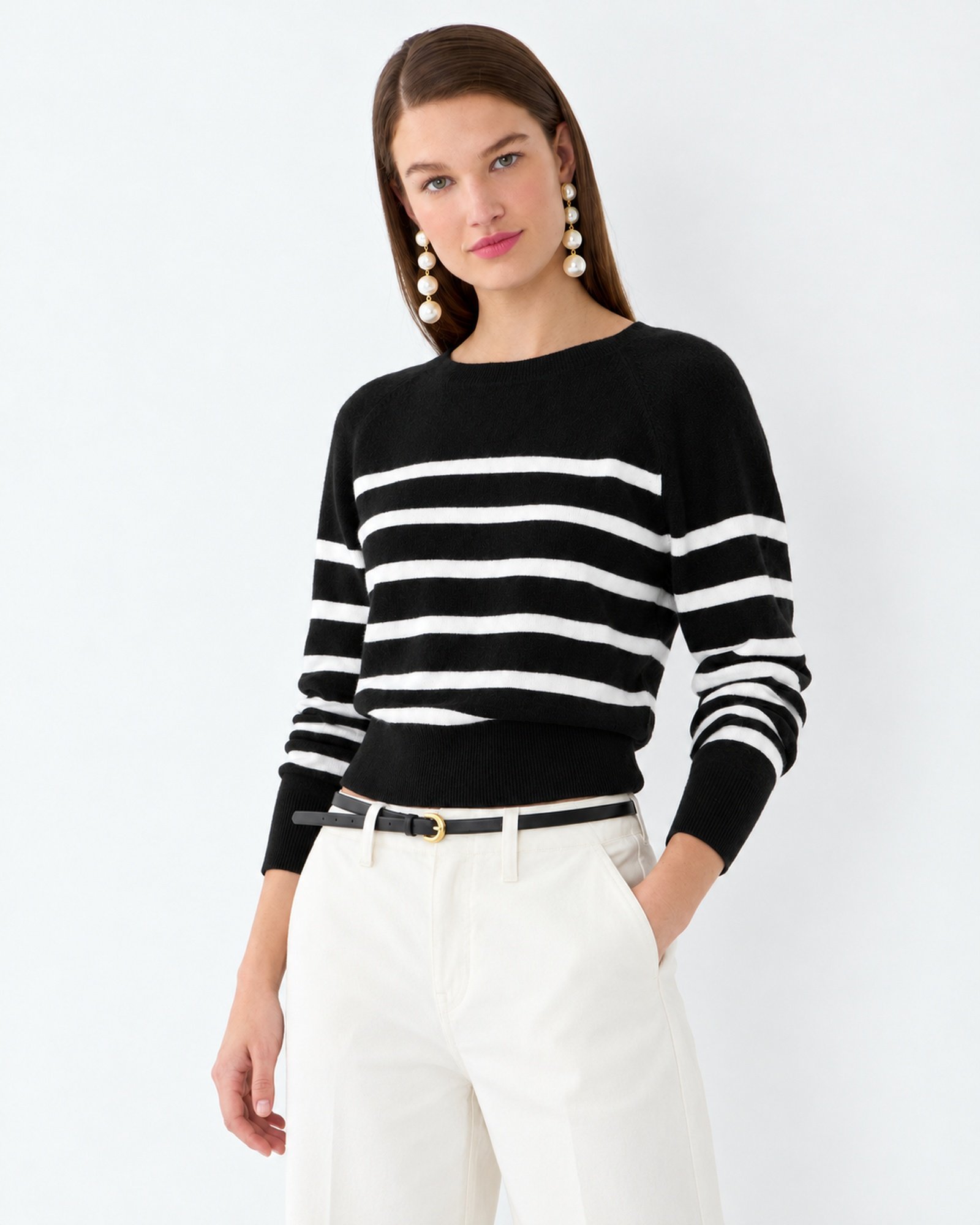 Women's Striped Baby Alpaca Sweater