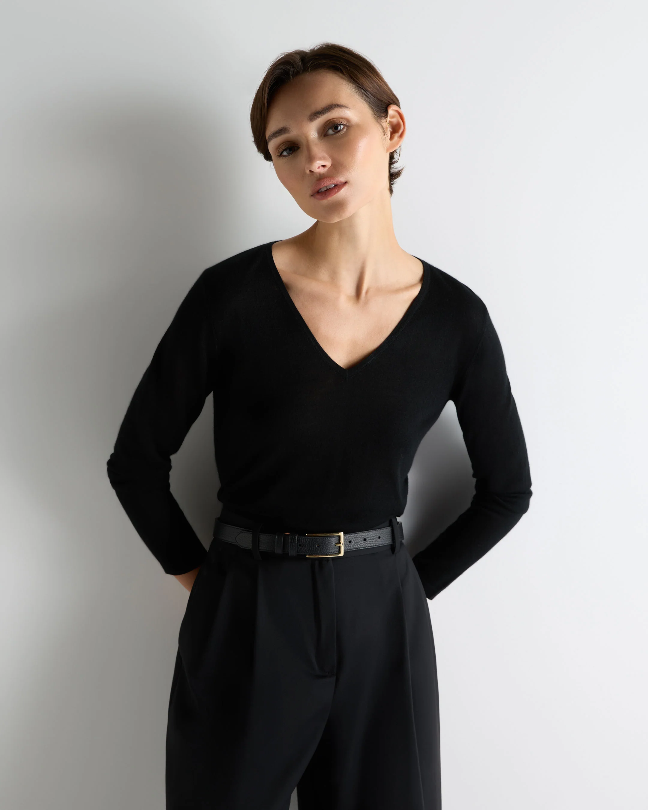 Women's V-Neck Baby Alpaca Sweater – WS2309
