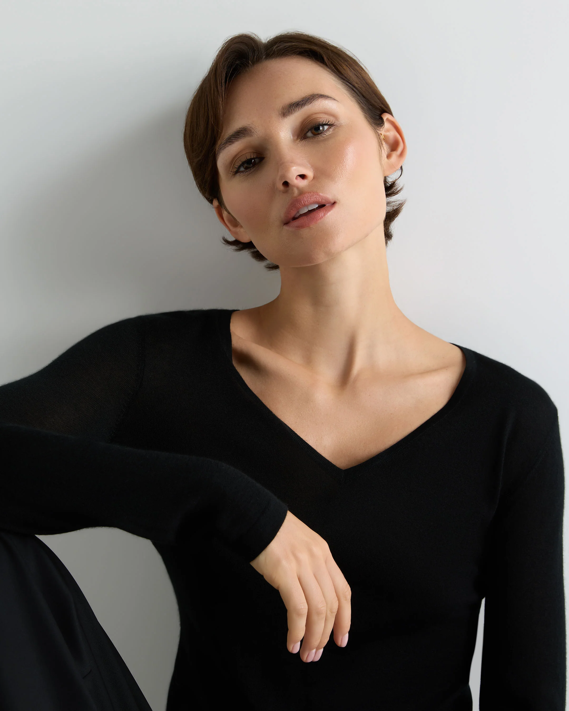 Baby Alpaca V-Neck Sweater — view 2